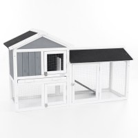 Dřevěná králíkárna MOLLY, bílo-černá (obrázek pro) Dřevěná králíkárna MOLLY, bílo-černá