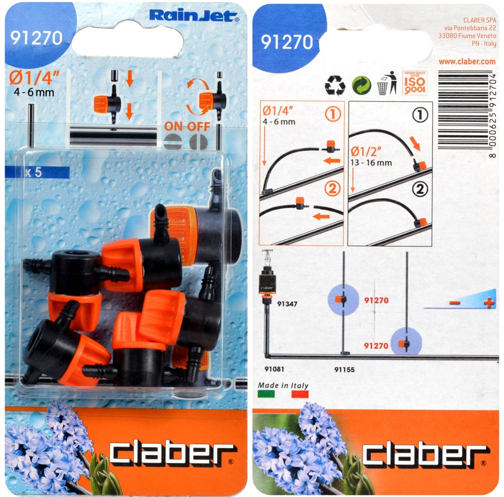 (obrázek pro) Claber 91270 - uzavírací ventil 1/4" - 5ks balení