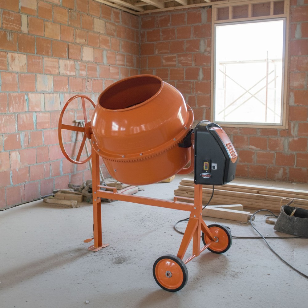 (obrázek pro) Stavební míchčka o objemu 200 litrů, výkon 1100W, 26 ot/min