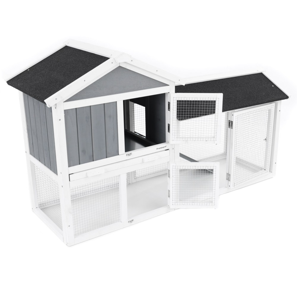 (obrázek pro) Dřevěná králíkárna MOLLY, bílo-černá