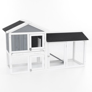 (obrázek pro) Dřevěná králíkárna MOLLY, bílo-černá